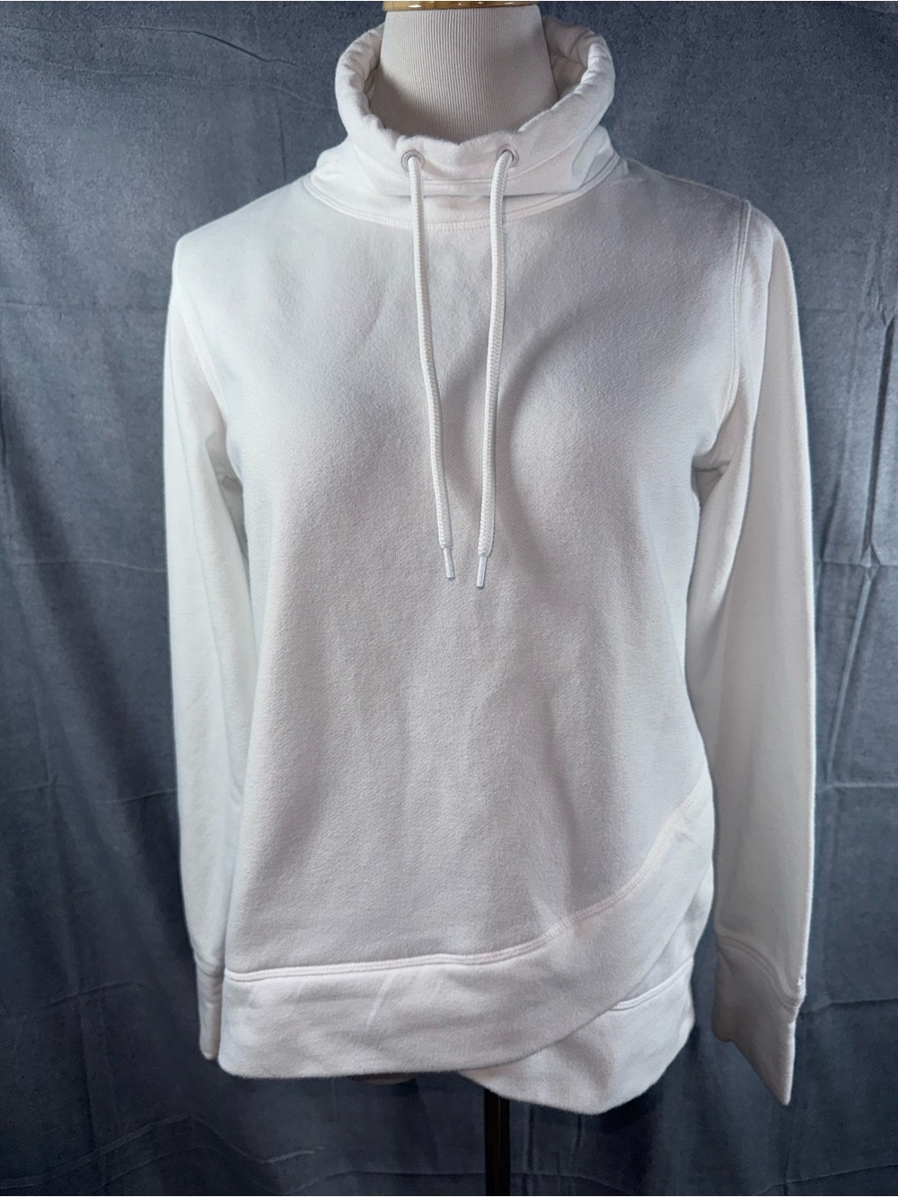 2338-DSG Cream Cowl Neck Drawstring Pullover